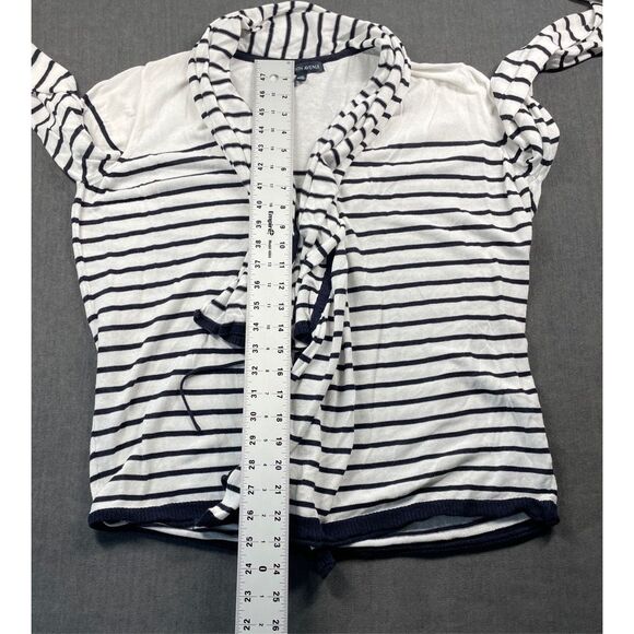 Saks Fifth Avenue Striped Tie Front Cardigan Womens L White Navy Nautical Casual - Picture 7 of 9